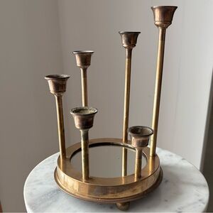 VNTG Brass Graduated Height Candleholder with Removable Mirrored Center